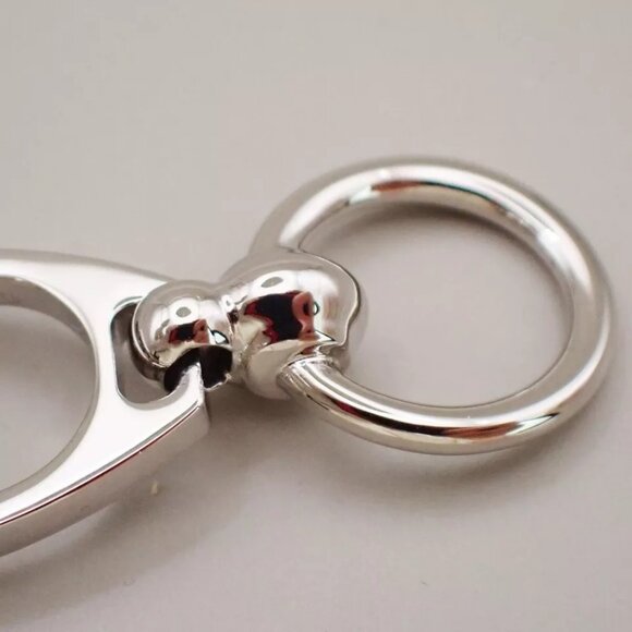 HERMES Logo Charms Etrier Twilly Scarf Ring Metal Silver Italy Accessory - Picture 5 of 9